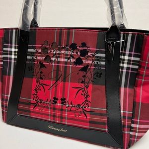 Victoria’s Secret red plaid tote bag New with tag